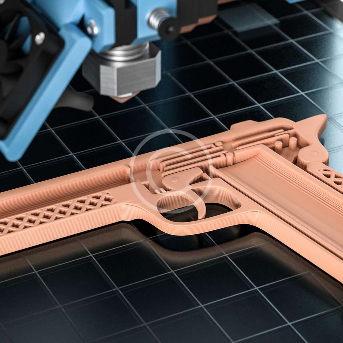 3D pistol mockup - custom printed apparel by AwesomizedTees